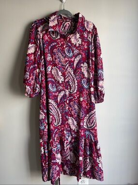 Paisley Button-Front Midi Dress in Burgundy by Umgee